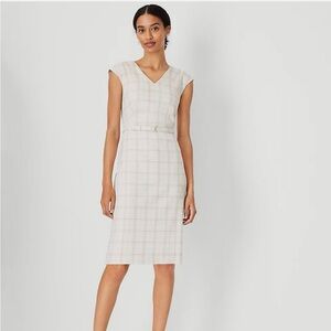 Ann Taylor beige and pink plaid midi dress